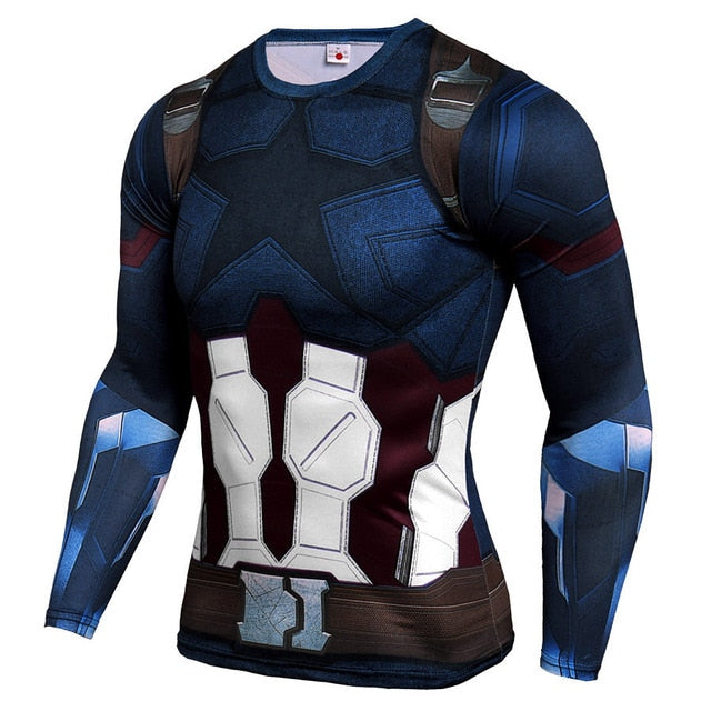 Voguable Long Sleeve Sport Shirt Men Superhero Punisher 3D Compression T Shirt Quick Dry Men's Running T-shirt Gym Fitness Top rashgard voguable