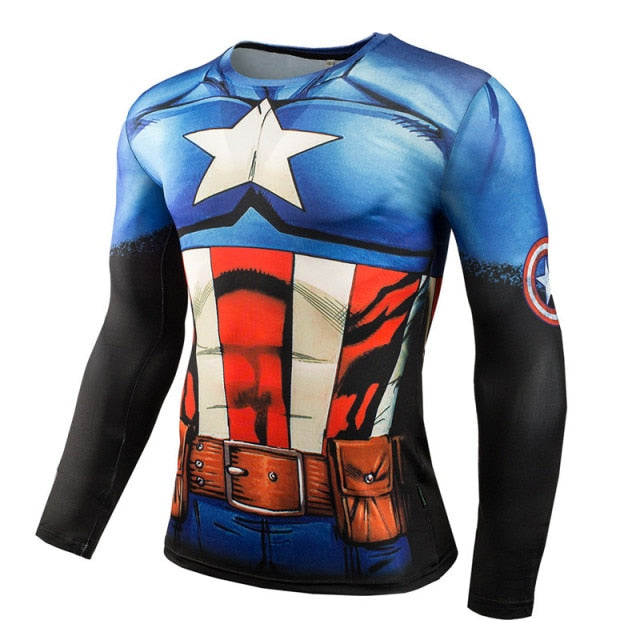 Voguable Long Sleeve Sport Shirt Men Superhero Punisher 3D Compression T Shirt Quick Dry Men's Running T-shirt Gym Fitness Top rashgard voguable