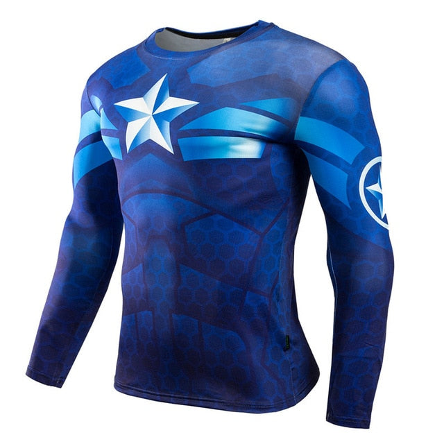 Voguable Long Sleeve Sport Shirt Men Superhero Punisher 3D Compression T Shirt Quick Dry Men's Running T-shirt Gym Fitness Top rashgard voguable