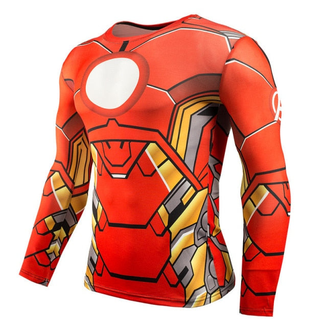 Voguable Long Sleeve Sport Shirt Men Superhero Punisher 3D Compression T Shirt Quick Dry Men's Running T-shirt Gym Fitness Top rashgard voguable