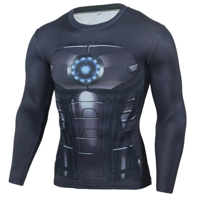 Voguable Long Sleeve Sport Shirt Men Superhero Punisher 3D Compression T Shirt Quick Dry Men's Running T-shirt Gym Fitness Top rashgard voguable