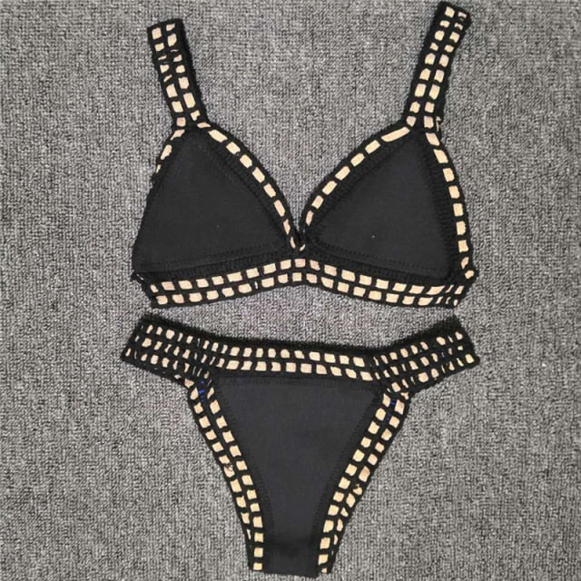 Women Bikini Set Reversible Swimwear Beachwear Sexy Low Waist Handmade Knit Swimsuit Female Bathing Suit Swimming Suit voguable