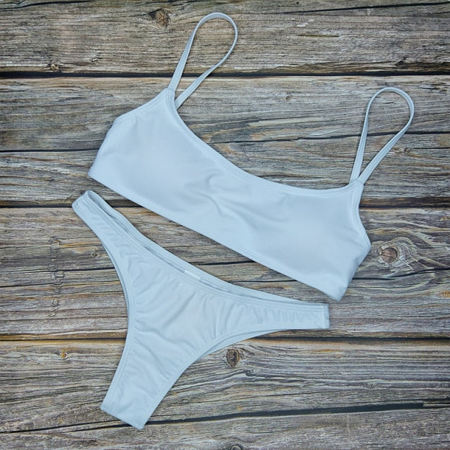 New Solid Sexy Bikini Two-Piece Swimwear Women Swimming Suit Fashion Plus Size XL Sets Swimsuit Bathing Suit Female Biquini voguable