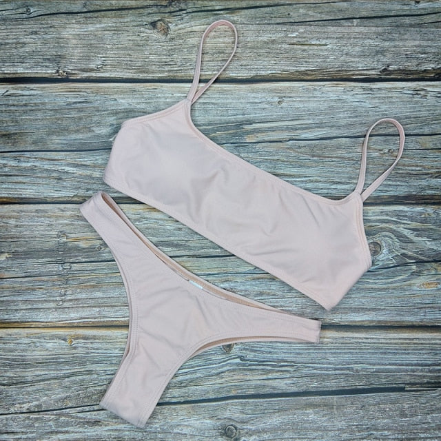 New Solid Sexy Bikini Two-Piece Swimwear Women Swimming Suit Fashion Plus Size XL Sets Swimsuit Bathing Suit Female Biquini voguable