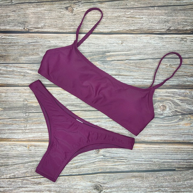 New Solid Sexy Bikini Two-Piece Swimwear Women Swimming Suit Fashion Plus Size XL Sets Swimsuit Bathing Suit Female Biquini voguable