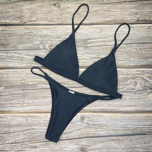New Solid Sexy Bikini Two-Piece Swimwear Women Swimming Suit Fashion Plus Size XL Sets Swimsuit Bathing Suit Female Biquini voguable