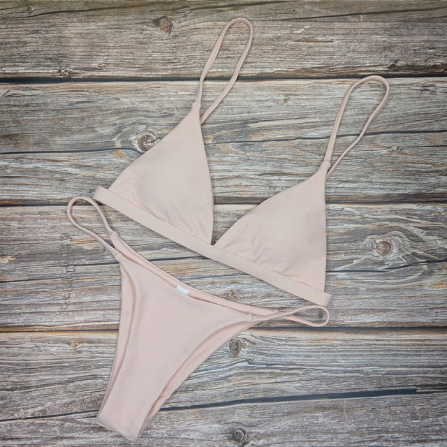 New Solid Sexy Bikini Two-Piece Swimwear Women Swimming Suit Fashion Plus Size XL Sets Swimsuit Bathing Suit Female Biquini voguable