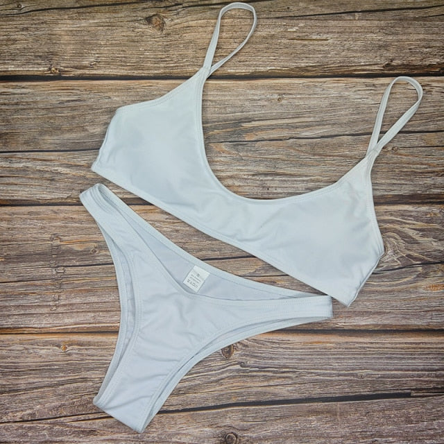 New Solid Sexy Bikini Two-Piece Swimwear Women Swimming Suit Fashion Plus Size XL Sets Swimsuit Bathing Suit Female Biquini voguable