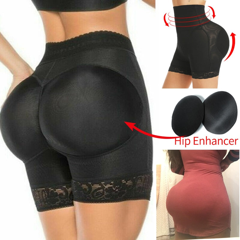 Womens Padded Shapewear Hip Enhancer Shorts High Waist Body Shaper Panty Padded Pad Butt Lifter Booty Waist Trainer Control voguable