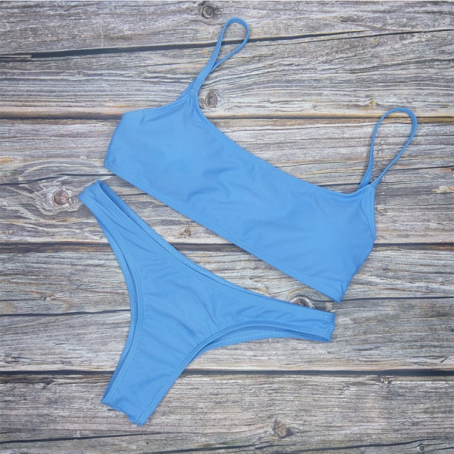 New Solid Sexy Bikini Two-Piece Swimwear Women Swimming Suit Fashion Plus Size XL Sets Swimsuit Bathing Suit Female Biquini voguable
