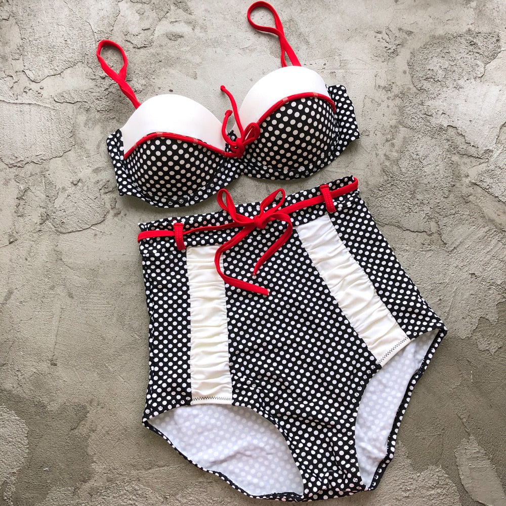 Retro Vintage bikini set Plus Size swimwear sexy push up bathing suit high waisted swimsuit for women beach wear voguable