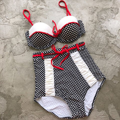 Retro Vintage bikini set Plus Size swimwear sexy push up bathing suit high waisted swimsuit for women beach wear voguable