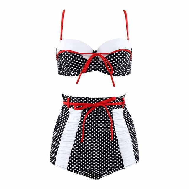 Retro Vintage bikini set Plus Size swimwear sexy push up bathing suit high waisted swimsuit for women beach wear voguable