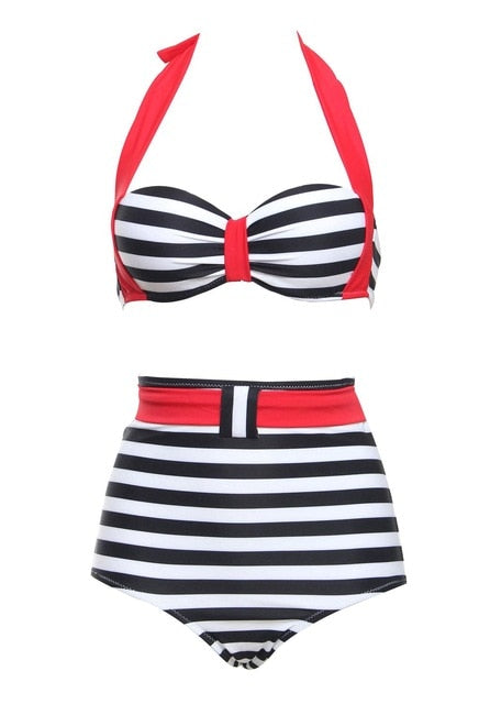 Retro Vintage bikini set Plus Size swimwear sexy push up bathing suit high waisted swimsuit for women beach wear voguable