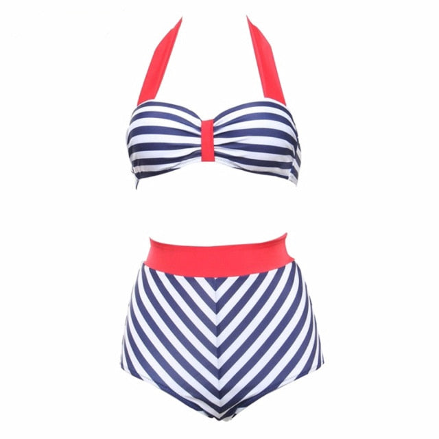 Retro Vintage bikini set Plus Size swimwear sexy push up bathing suit high waisted swimsuit for women beach wear voguable