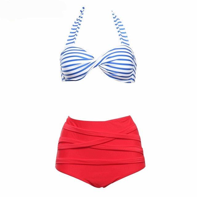 Retro Vintage bikini set Plus Size swimwear sexy push up bathing suit high waisted swimsuit for women beach wear voguable