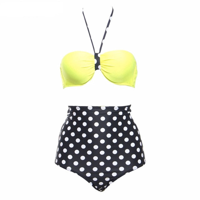 Retro Vintage bikini set Plus Size swimwear sexy push up bathing suit high waisted swimsuit for women beach wear voguable