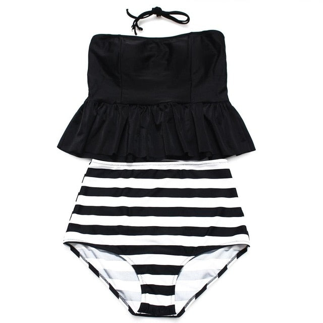 Retro Vintage bikini set Plus Size swimwear sexy push up bathing suit high waisted swimsuit for women beach wear voguable