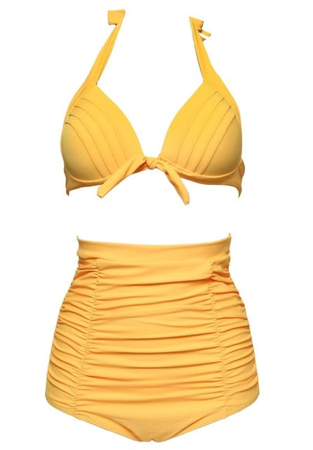 Retro Vintage bikini set Plus Size swimwear sexy push up bathing suit high waisted swimsuit for women beach wear voguable