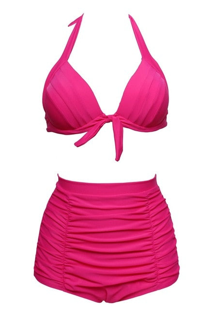 Retro Vintage bikini set Plus Size swimwear sexy push up bathing suit high waisted swimsuit for women beach wear voguable
