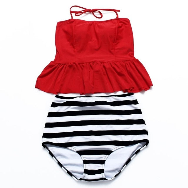 Retro Vintage bikini set Plus Size swimwear sexy push up bathing suit high waisted swimsuit for women beach wear voguable