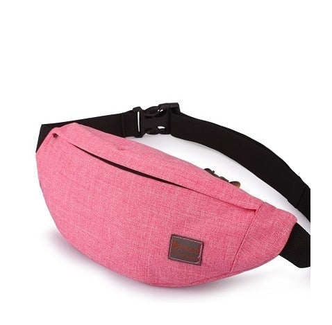 Voguable New Men Casual Waist Pack Bag Brand Canvas Shoulder Fanny Packs Women Belt Bag Pouch For Money Phone Black Bum Hip Bag voguable
