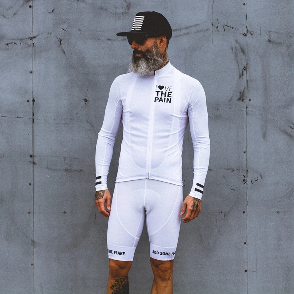 Love The Pain white Cycling Jersey suit USA ciclismo team clothing 2020 men shirt Long sleeve bib shorts road bike tri suit MTB voguable