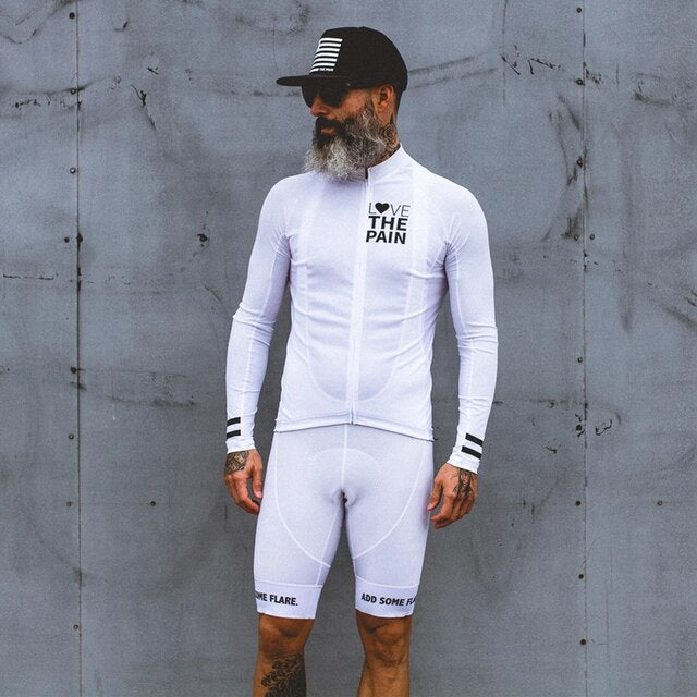 Love The Pain white Cycling Jersey suit USA ciclismo team clothing 2020 men shirt Long sleeve bib shorts road bike tri suit MTB voguable