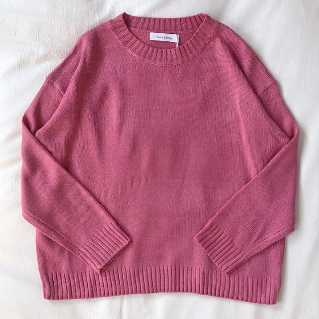 Mooirue Autumn Winter Women Knitted Sweater  Thin All-match Basics Round Neck Knitting Jumper Tops voguable