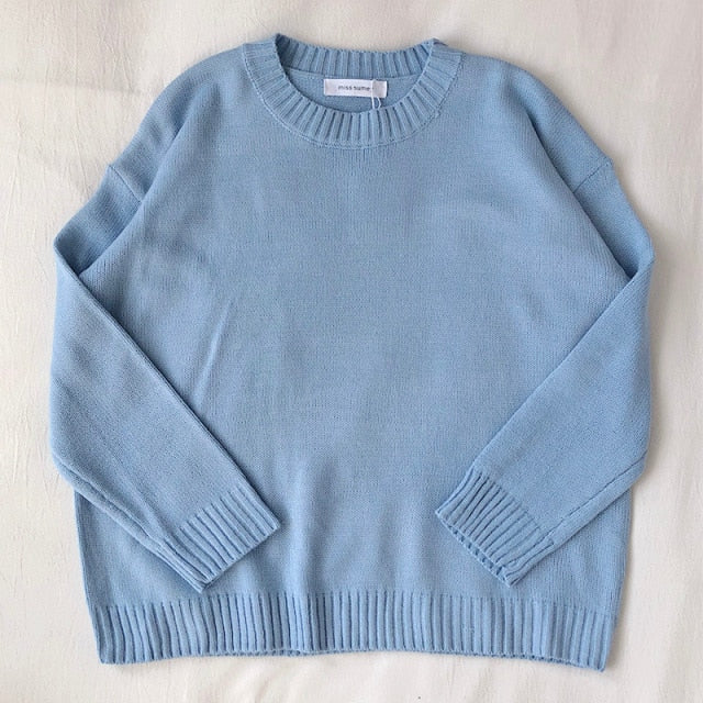 Mooirue Autumn Winter Women Knitted Sweater  Thin All-match Basics Round Neck Knitting Jumper Tops voguable