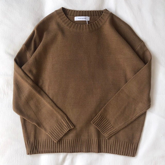 Mooirue Autumn Winter Women Knitted Sweater  Thin All-match Basics Round Neck Knitting Jumper Tops voguable