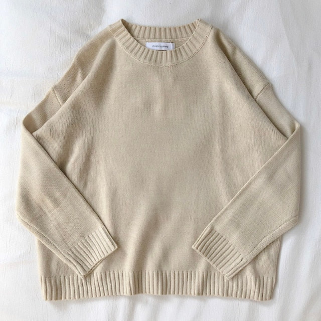 Mooirue Autumn Winter Women Knitted Sweater  Thin All-match Basics Round Neck Knitting Jumper Tops voguable