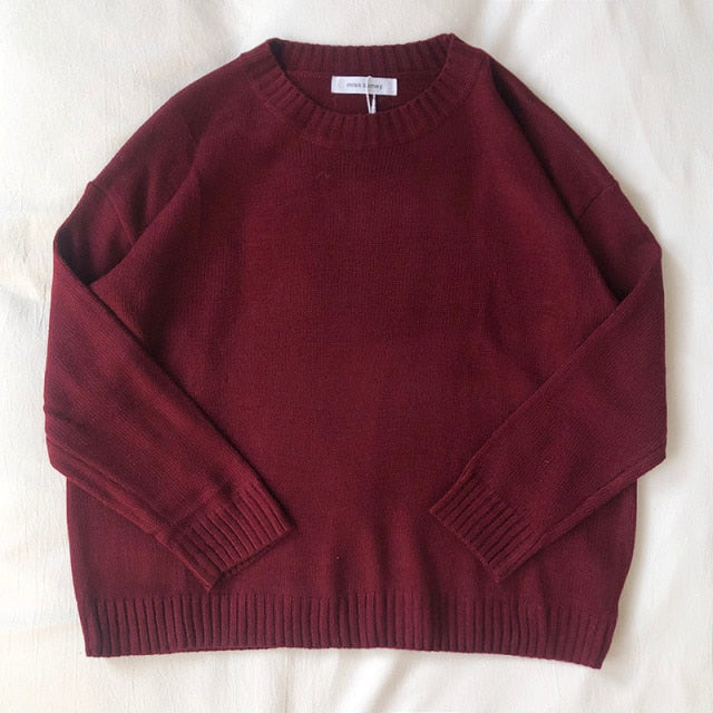 Mooirue Autumn Winter Women Knitted Sweater  Thin All-match Basics Round Neck Knitting Jumper Tops voguable
