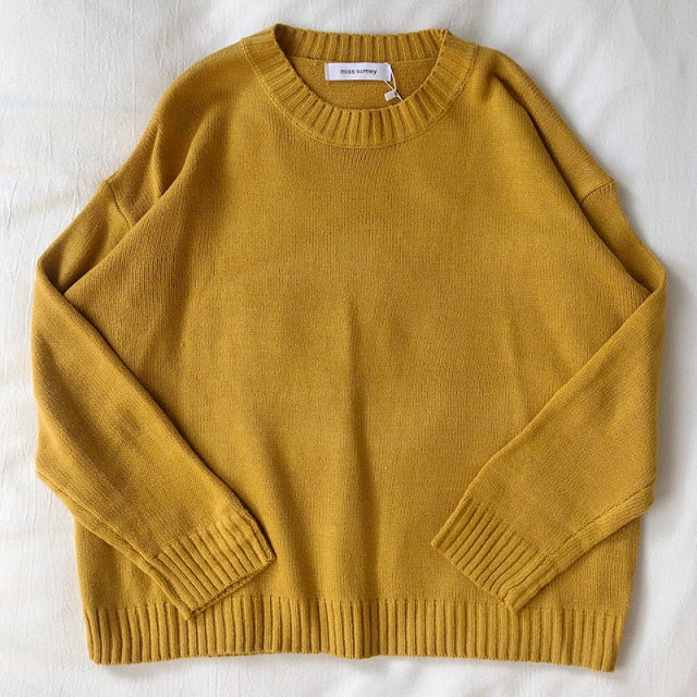 Mooirue Autumn Winter Women Knitted Sweater  Thin All-match Basics Round Neck Knitting Jumper Tops voguable