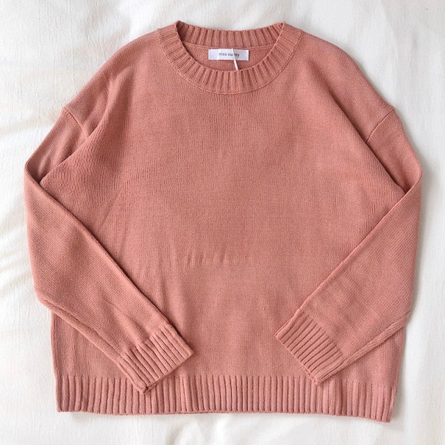 Mooirue Autumn Winter Women Knitted Sweater  Thin All-match Basics Round Neck Knitting Jumper Tops voguable