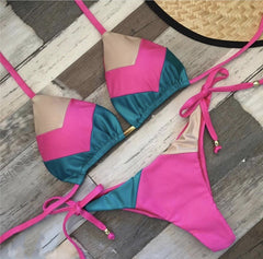 String bikinis 2019 Mujer Brazilian thong bikini set Halter swimwear women Patchwork swimsuit female bathing suit Bandage new voguable