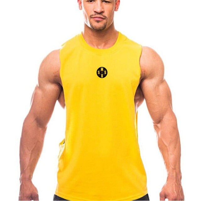 Muscleguys Mens Casual Loose Fitness Tank Tops For Male Summer Open side Sleeveless Active Muscle Shirts Vest Undershirts voguable