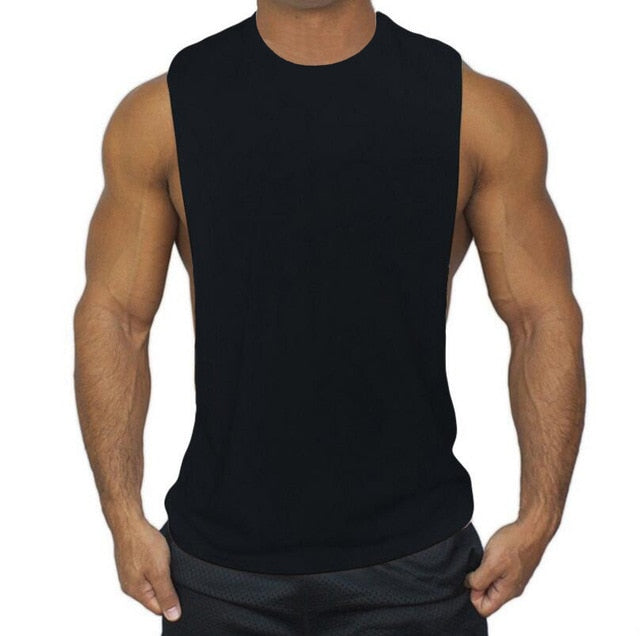 Muscleguys Mens Casual Loose Fitness Tank Tops For Male Summer Open side Sleeveless Active Muscle Shirts Vest Undershirts voguable