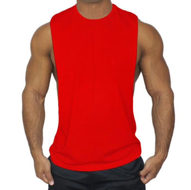 Muscleguys Mens Casual Loose Fitness Tank Tops For Male Summer Open side Sleeveless Active Muscle Shirts Vest Undershirts voguable