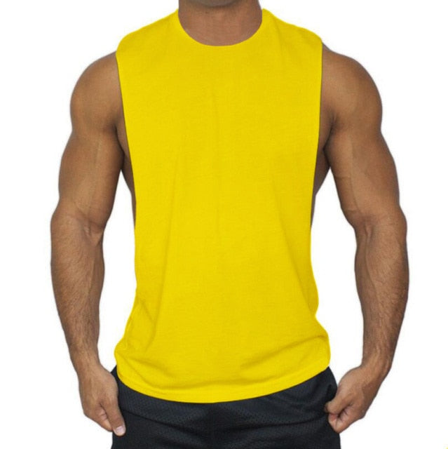 Muscleguys Mens Casual Loose Fitness Tank Tops For Male Summer Open side Sleeveless Active Muscle Shirts Vest Undershirts voguable