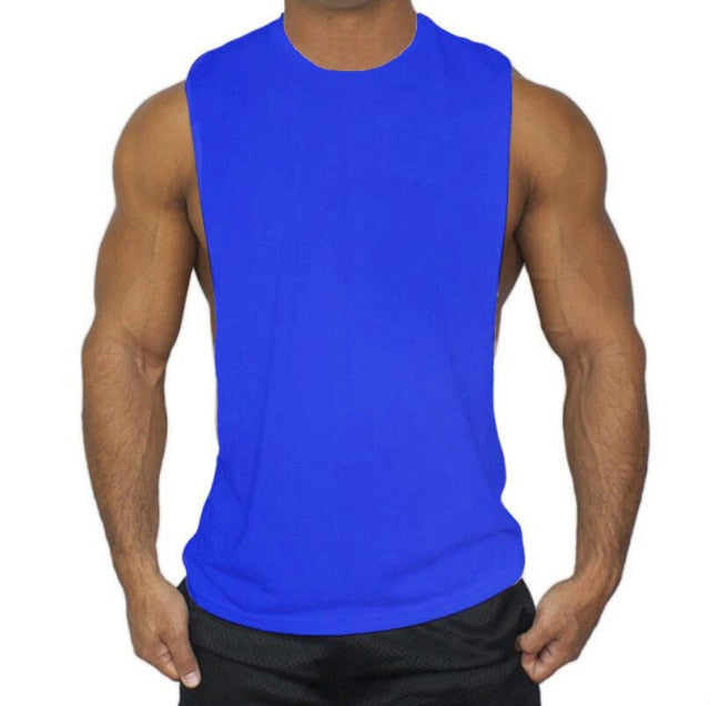 Muscleguys Mens Casual Loose Fitness Tank Tops For Male Summer Open side Sleeveless Active Muscle Shirts Vest Undershirts voguable