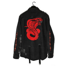 Voguable Harajuku Gothic Demon Hunter Skull denim jacket men Rock punk heavy metal Sweatshirt sudadera suspenders hole streetwear voguable
