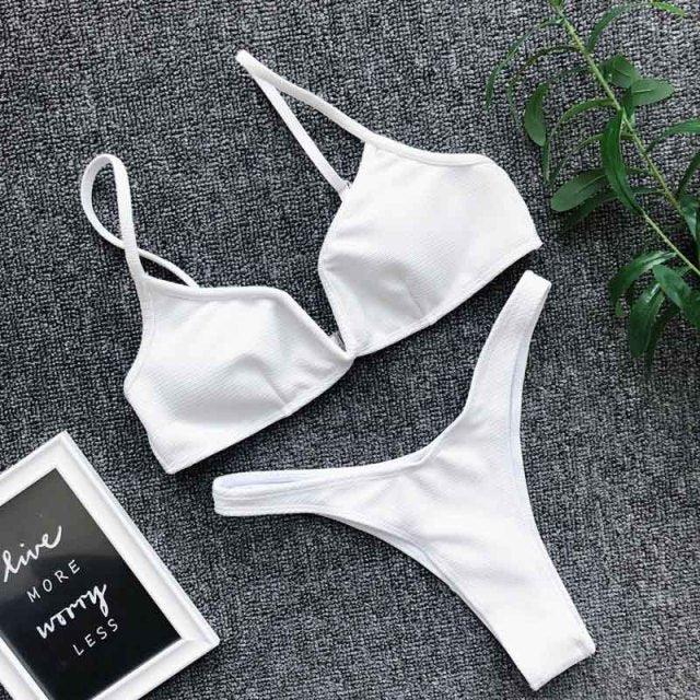 Padded Push Up Bikini Set Underwire Flower Ruffles Swimsuit For Women Sexy Solid Bandeau Female Bathing Suit 2018 Summer Biquini voguable