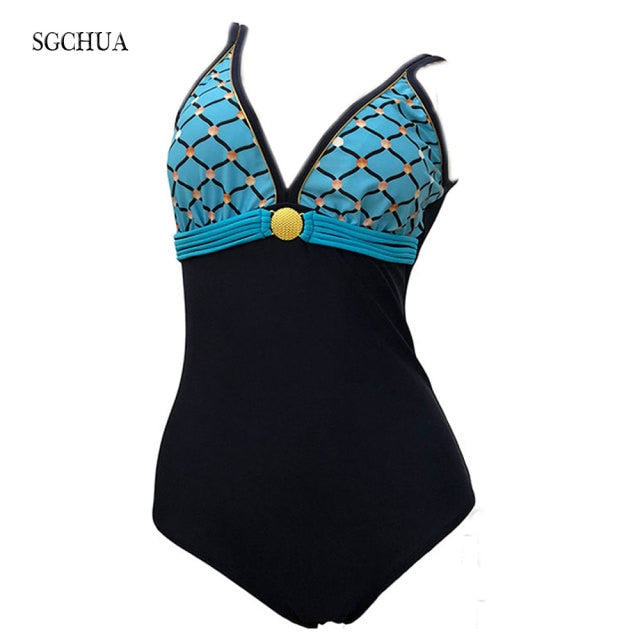 SGCHUA Leopard Swimwear One Piece Plus Size 5XL Women's Swimsuits Mermaid Backless Beach Bathing Suit Big Chest Bather Bodysuit voguable