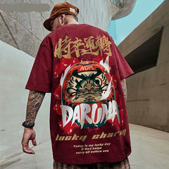 Voguable Men's T-Shirts Chinese Style Lucky Printed Short Sleeve Tshirts Summer Hip Hop Casual Cotton Tops Tees Streetwear voguable