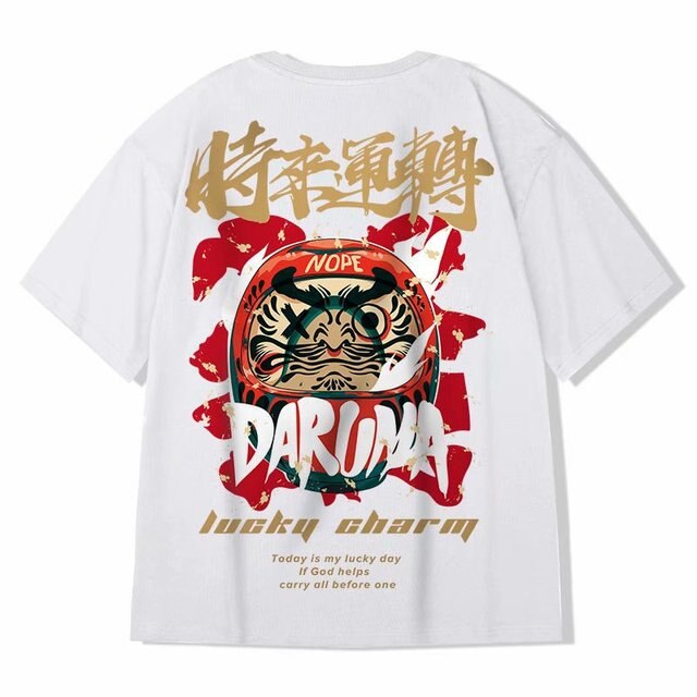 Voguable Men's T-Shirts Chinese Style Lucky Printed Short Sleeve Tshirts Summer Hip Hop Casual Cotton Tops Tees Streetwear voguable