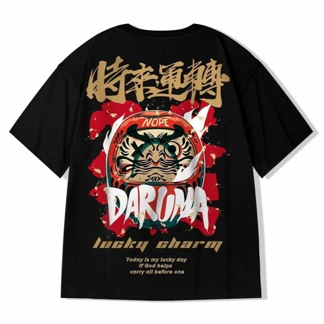 Voguable Men's T-Shirts Chinese Style Lucky Printed Short Sleeve Tshirts Summer Hip Hop Casual Cotton Tops Tees Streetwear voguable