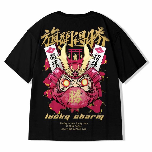 Voguable Men's T-Shirts Chinese Style Lucky Printed Short Sleeve Tshirts Summer Hip Hop Casual Cotton Tops Tees Streetwear voguable