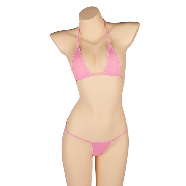 Micro Mini Bikini Set New Sexy Women Erotic Transparent Swimwear Bathing Suit Tiny G-String Thong Bikini Beachwear voguable