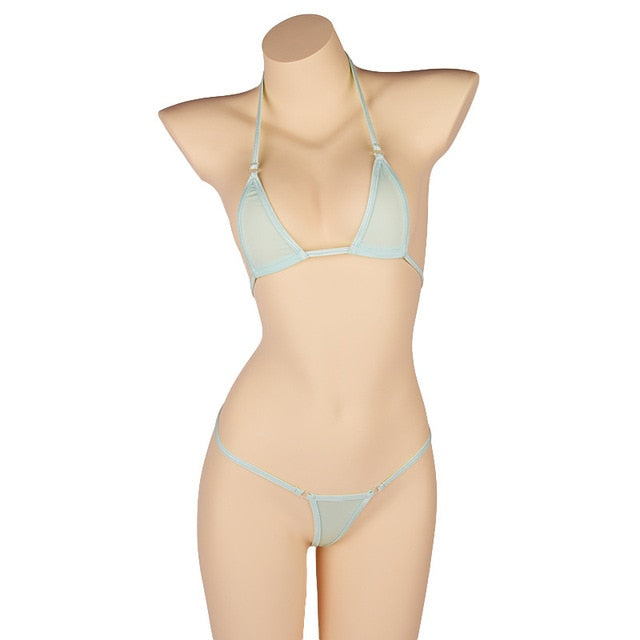 Micro Mini Bikini Set New Sexy Women Erotic Transparent Swimwear Bathing Suit Tiny G-String Thong Bikini Beachwear voguable